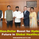 A Billion-Dollar Investment Announcement For Hyderabad’s Future In Global Healthcare With Telangana Chief Minister A Revanth Reddy And International Representatives At Mak Projects.